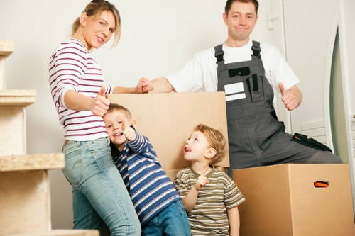 Dismantling and moving office furniture during a Guildford relocation